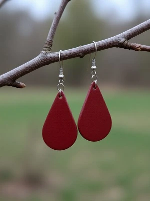 Кожаные серьги капли