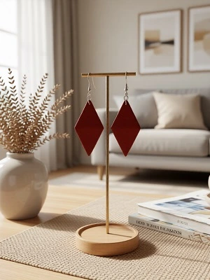 Кожаные серьги ромбы