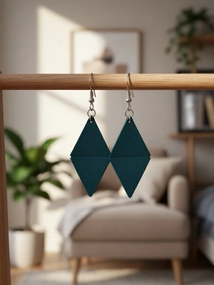 Кожаные серьги ромбы