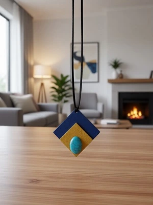 Кожаная подвеска с бирюзой