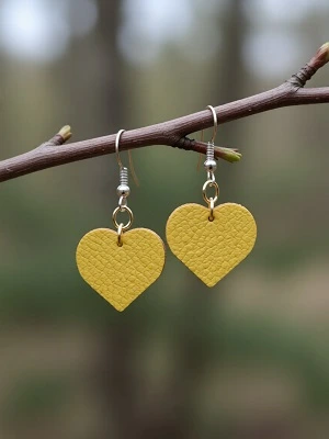 Кожаные серьги сердечки